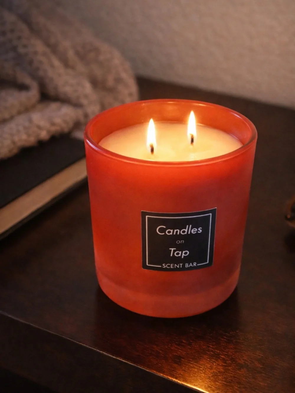 Candles on Tap Karma Scented Candle | Red Glass Double Wick | Home Fragrance